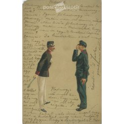   1900 - Romantic, cheerful postcard. With lithographed, unique graphics. (2791645)