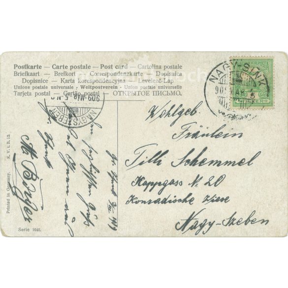 1909 - Romantic postcard. Colored photo sheet. (2791663)