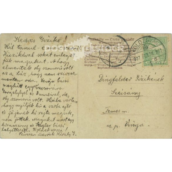 1907 - Romantic postcard. Colored photo sheet. (2791670)