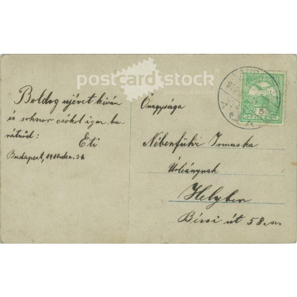 1910 - New Year’s greetings. Colored photo sheet, greeting card. (2791672)