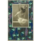 1914 - Romantic postcard. Photo sheet decorated with unique graphics. (2791699)