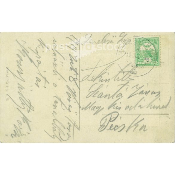 1914 - Romantic postcard. Photo sheet decorated with unique graphics. (2791699)