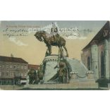 1915 - Cluj-Napoca. Statue of King Matthias. Colored photo sheet, postcard. (2791703)