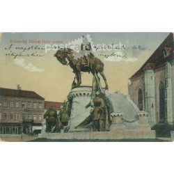   1915 – Cluj-Napoca. Statue of King Matthias. Colored photo sheet, postcard. (2791703)