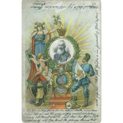   1901 - Lithographed postcard on the occasion of Prince Luitpold’s 80th birthday 1821-1901, Münchner Kindl and Bavaria pay tribute to the ruler. (2791711)