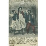 1905 - Cheerful, amusing scene. Colored photo sheet, postcard. (2791712)