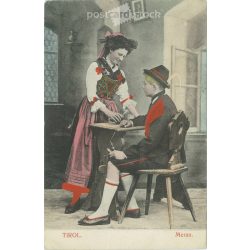   1907 - Innsbruck. Tyrolean folk costume. Colored photo sheet, postcard. (2791719)
