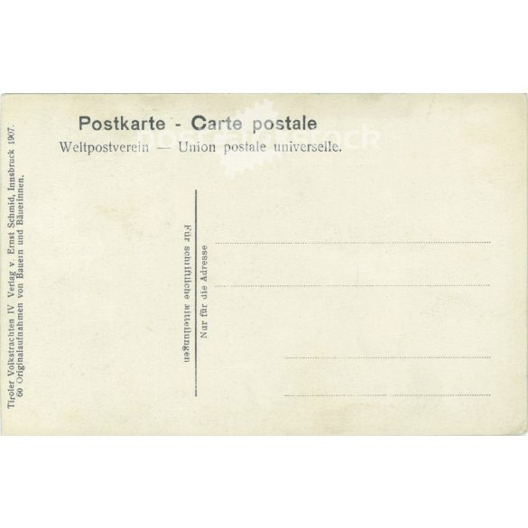 1907 - Innsbruck. Tyrolean folk costume. Colored photo sheet, postcard. (2791719)