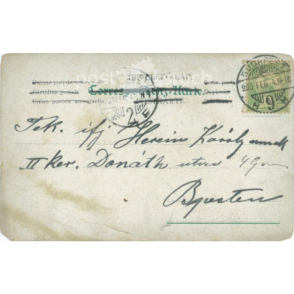 1903 - Romantic postcard. Illustrated with a lithograph. (2791724)