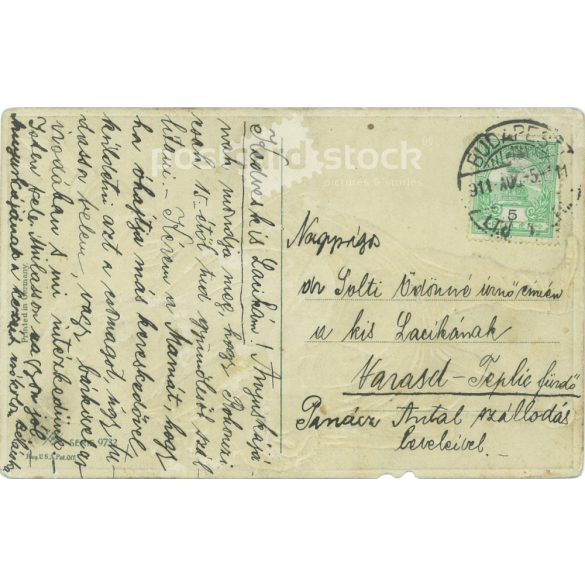 1911 - Cheerful, humorous postcard. With lithographed illustration, embossed design. (2791746)