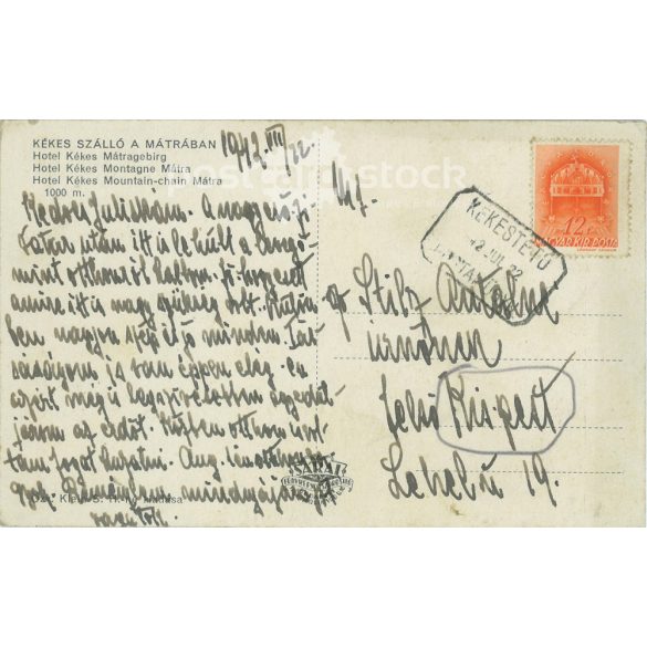 1942 - Blue hostel in the Mátra. Postcard, photo sheet. (2791789)