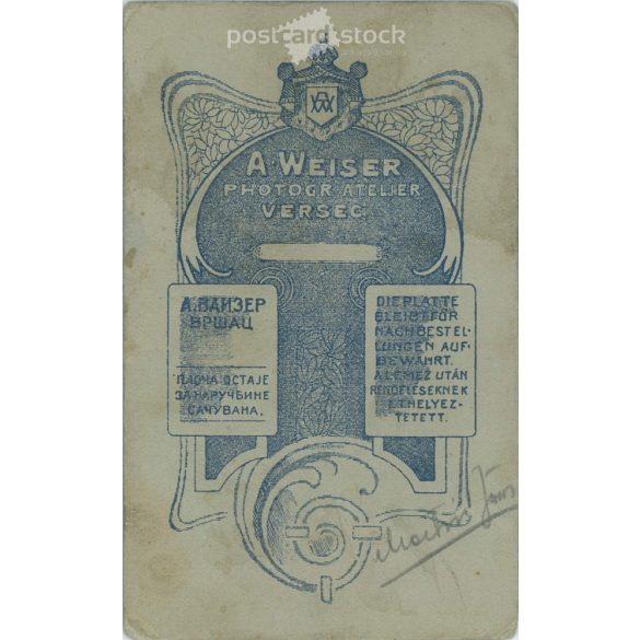 Cabinet photo taken in Weiser photo studio. Versec. The picture shows János Martin, a Serbian man. 1900s. (2791796)