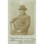 1902 - Studio photo of a more talented man in a hat with a walking stick. Postcard, photo sheet. (2791807)