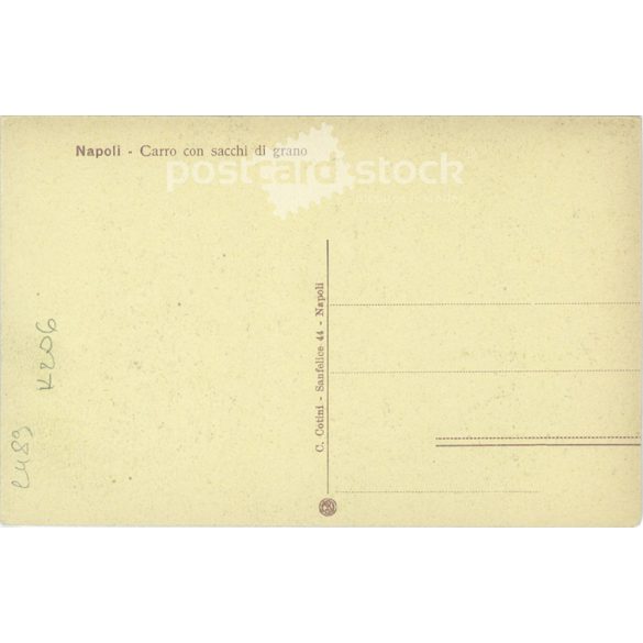 Naples, contemporary horse-drawn carriage loaded with bags. Postcard, photo sheet. (2791811)