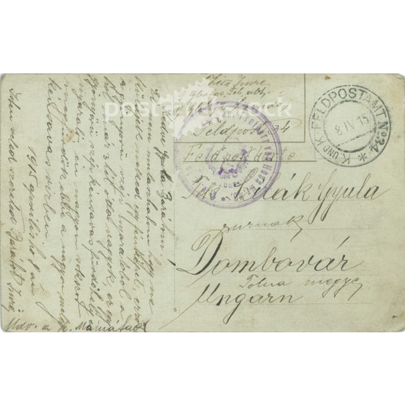 1915 - WWI K.u.K. soldier at his station. With camp stamp. Postcard, photo sheet. (2791817)