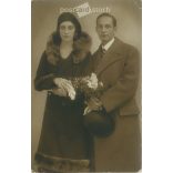 Young couple with bouquet. Studio shot. Oct 1930. 21. Postcard, photo sheet. (2791854)