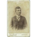 Portrait portrait of a young man from the photo studio of József Kiss. Budapest. Cabinet photo / hardback photo / business card. (2791873)