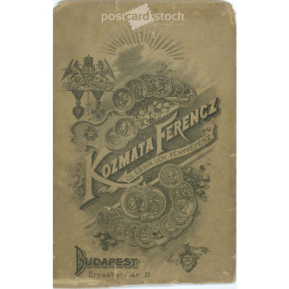 A talented, elegant gentleman, full-length portrait photo of Ferenc Kozma’s photography studio. Budapest. Cabinet photo / hardback photo / business card. (2791878)