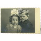 Portrait photo of a brother and sister from the photography studio of István Kacsurek. Uzhhorod. Postcard, photo card. (2791882)