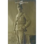 1915 - K.u.K. soldier, full length, studio photo. Delivered by camp mail. Postcard, photo sheet. (2791894)