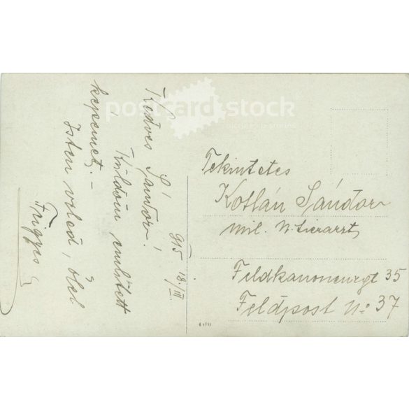 1915 - K.u.K. soldier, full length, studio photo. Delivered by camp mail. Postcard, photo sheet. (2791894)