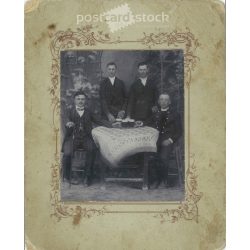   Full-length group portrait of talented young pub men. It was made by István Diamant’s photography studio. Cabinet photo / hardback photo. (2791897)