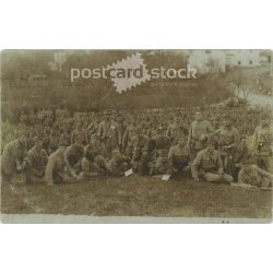   1915 - First World War K.u.K., camping at their station M. kir. Soldiers of the 12th Army Infantry Regiment. Postcard, photo sheet. (2791902)