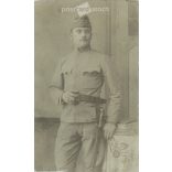 Photo of young soldier, studio shot. Original paper image. Postcard, photo sheet. (2791925)