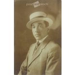 1921 - Photograph of a half-length young man in Géza Ryba’s photo studio, in an elegant hat and suit. Budapest. Original paper image. Postcard, photo sheet. (2791932)