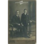 A full-length photo of young brothers in an elegant suit taken in M. Botfan’s photo studio. Budapest. Original paper image. Cabinet photo / hardback photo. (2791932)