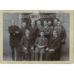  Group photo with the caption “My Dad’s Graduation Picture”. Original paper image. Cabinet photo / hardback photo. (2791949)