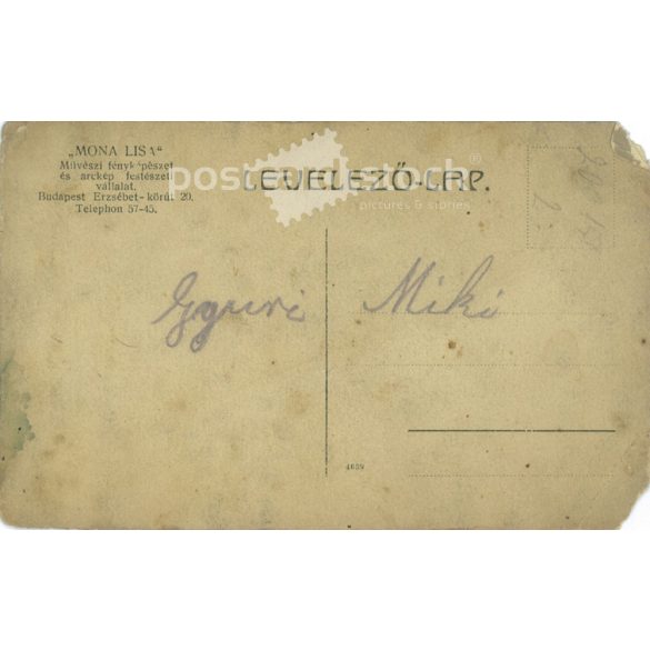 “Mona Lisa,” shot by an artistic photography company. Budapest. Studio shot of brothers. Original paper image. Postcard, photo sheet (2791977)