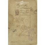 1915 - Cabinet photo taken by Emil Dietz in his photography studio. Pilsen. Full-length photo of István Uhrin.  Cabinet card / CDV photo / hardback photo. (2791985)