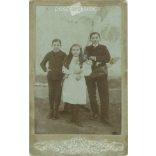 Full-length photo of siblings.  Cabinet card / CDV photo / hardback photo. (2791990)