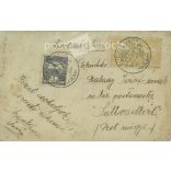 1910 - Full-length photo of husband and wife in the garden. The setting is a bit stiff, revealing a lot about the couple’s relationship. Original paper image. Postcard, photo sheet. (2791994