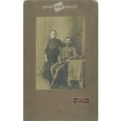   1915 - ADRIA, photography studio, Debrecen. Married couple in full length, recording.  Cabinet card / CDV photo / hardback photo. (2792004)