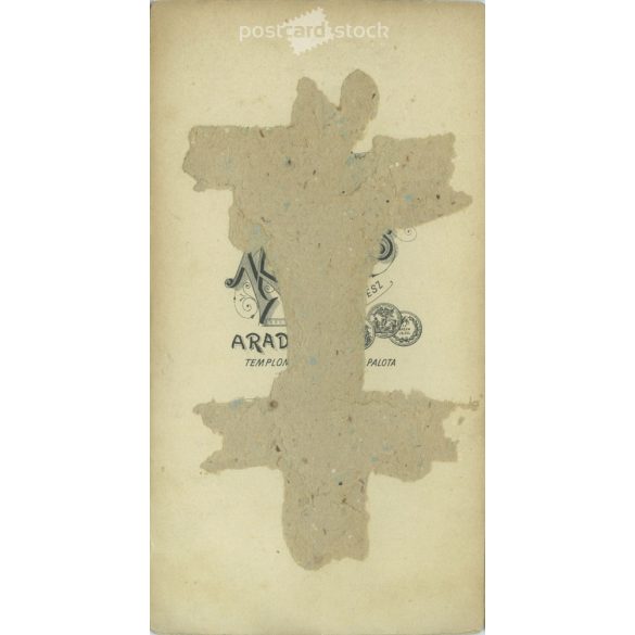 circa 1900 - Alajos Klapok, photography studio, Arad. Portrait photo of a talented middle-aged man.  Cabinet card / CDV photo / hardback photo. (2792005)