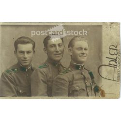   circa 1939 - Adler, photography studio, Debrecen. Comrades in uniform, group photo, colored paper image, portrait photo. Original paper image. (2792007)