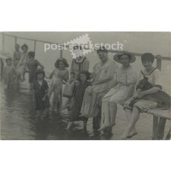   Beaches on a pier at Lake Balaton. Original paper image. Postcard, photo sheet. (2792026)