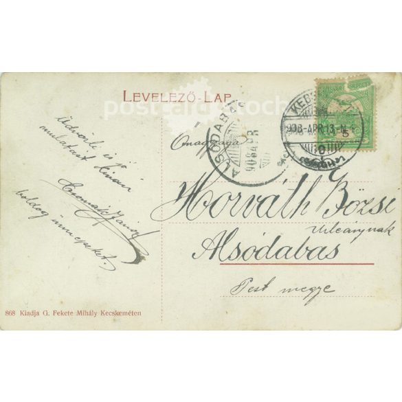 1908 - Greetings from the famous city. Kecskemét. Original paper image, postcard, photo sheet. (2792029)