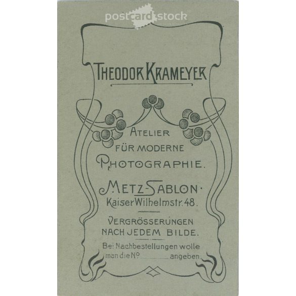 Theodor Krameyer, Photography Studio, France, Metz. Full-length photo of first communion little boy.  Cabinet card / CDV photo / hardback photo. (2792034)