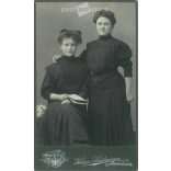 Heinr Hartmann Photography Studio, Germany, Ahrweiler. Full length photo of sisters.  Cabinet card / CDV photo / hardback photo. (2792036)