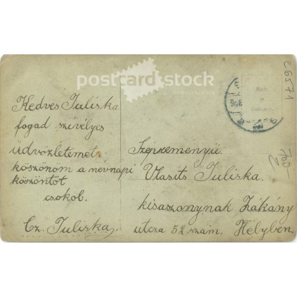 1908 - Portrait of a young woman Zákány, in contemporary, elegant clothing, with a hat. Colored photo sheet, postcard. (2792049)