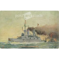   1909 – SMS Kaiser Friedrich III. battleship. Postcard made with unique graphics. (2792067)