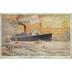   1921 – Steamship CUNARD LIEN. Postcard made with a unique graphic solution. (2792068)