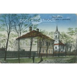   1928 - Püspökladány. Roman Catholic church with the parish. Colored photo sheet, postcard. (2792076)