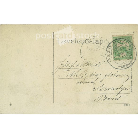1908 - Greetings from Mezőkövesd. Mezőkövesdi Matyó folk costume. Colored photo sheet, postcard. (2792087)