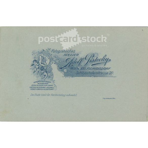 1902 - Adolf Pistecky photography studio, Vienna. Full-length wedding photo of a young couple. Colored  Cabinet card / CDV photo / hardback photo. (2792099)