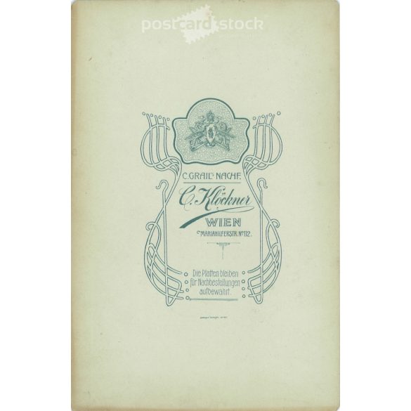 Early 1900s. Carl Klöckner photography studio, Vienna. Full family studio group photo. Colored  Cabinet card / CDV photo / hardback photo. (2792101)