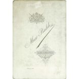 Late 1800s. Max Balde photography studio, Salzburg. Full-length studio photo of a middle-aged man in a hat and walking stick.  Cabinet card / CDV photo / hardback photo. (2792102)